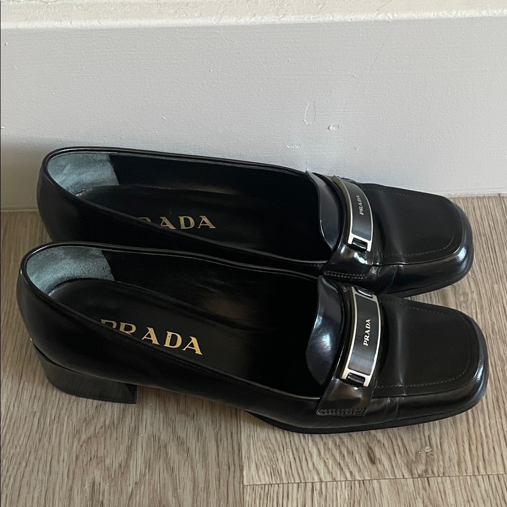 Prada Black Leather Loafers for Women